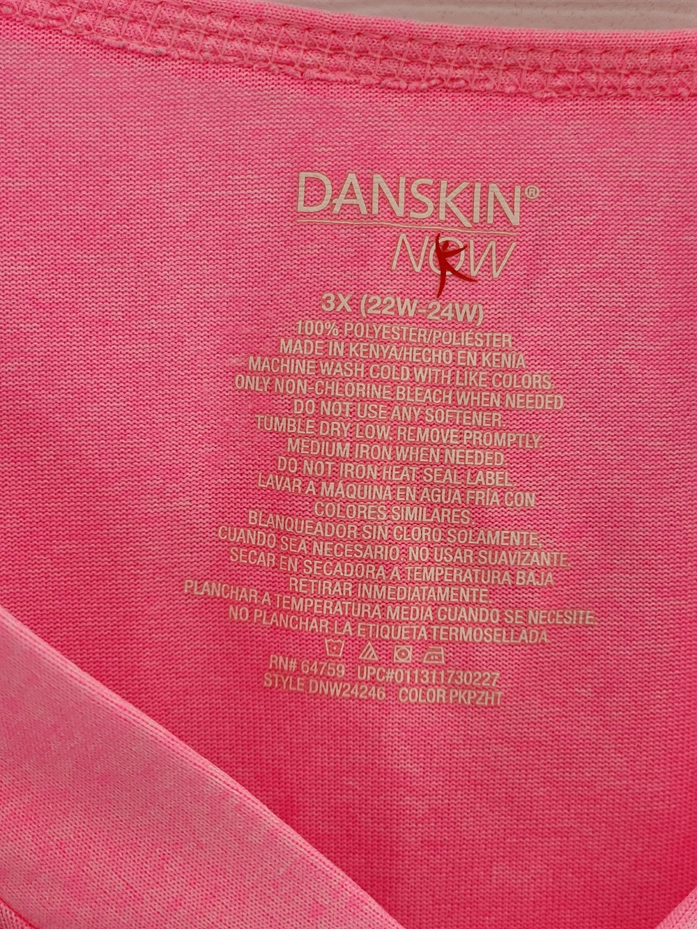 Danskin Neon Pink Sleeveless V-Neck Tank Top Plus Size 3X 22/24 - Picture 6 of 8